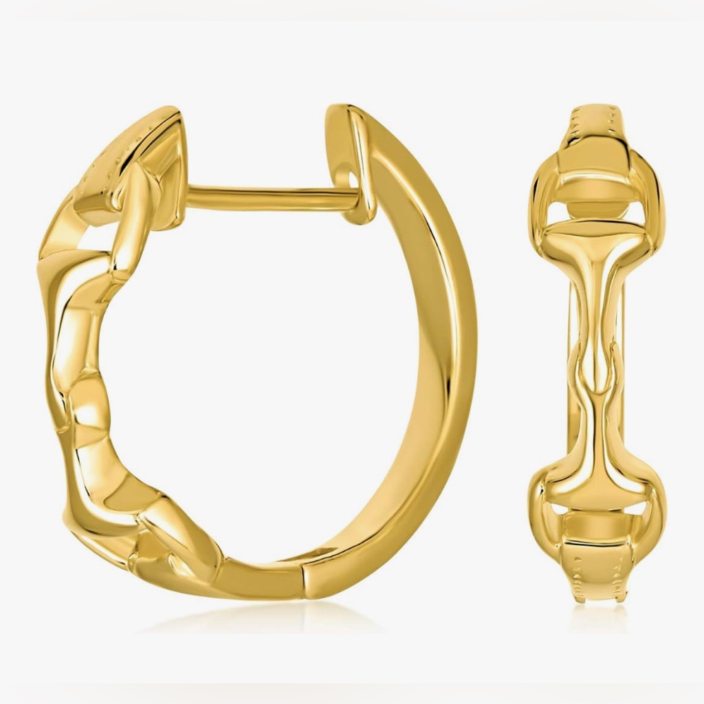 Upscale Neiman Marcus 18kt Gold Vermeil Horse Bit Hoop Earrings Small Earrings